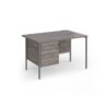 Contract 25 straight desk with 3 drawer pedestal and graphite H-Frame leg 1200mm x 800mm - Grey Oak Top - CH12S3-G-GO
