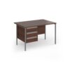 Contract 25 straight desk with 3 drawer pedestal and graphite H-Frame leg 1200mm x 800mm - Walnut top - CH12S3-G-W
