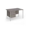 Contract 25 straight desk with 3 drawer pedestal and silver H-Frame leg 1200mm x 800mm - Grey Oak Top - CH12S3-S-GO