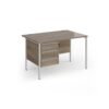 Contract 25 straight desk with 3 drawer pedestal and silver H-Frame leg 1200mm x 800mm - Nebraska grey top - CH12S3-S-NO