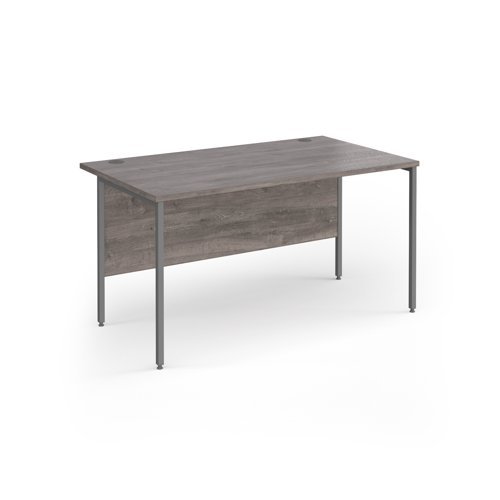 Contract 25 straight desk with graphite H-Frame leg 1400mm x 800mm - Grey Oak Top - CH14S-G-GO