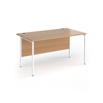 Contract 25 straight desk with white H-Frame leg 1400mm x 800mm - Beech top - CH14S-WH-B