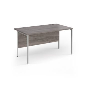 Contract 25 straight desk with white H-Frame leg 1400mm x 800mm - Grey Oak Top - CH14S-WH-GO