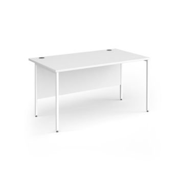 Contract 25 straight desk with white H-Frame leg 1400mm x 800mm - White Top - CH14S-WH-WH