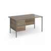 Contract 25 straight desk with 2 drawer pedestal and graphite H-Frame leg 1400mm x 800mm - Nebraska grey top - CH14S2-G-NO