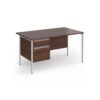 Contract 25 straight desk with 2 drawer pedestal and silver H-Frame leg 1400mm x 800mm - Walnut top - CH14S2-S-W