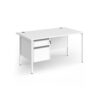 Contract 25 straight desk with 2 drawer pedestal and white H-Frame leg 1400mm x 800mm - White Top - CH14S2-WH-WH