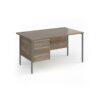 Contract 25 straight desk with 3 drawer pedestal and graphite H-Frame leg 1400mm x 800mm - Nebraska grey top - CH14S3-G-NO