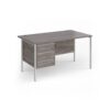Contract 25 straight desk with 3 drawer pedestal and white H-Frame leg 1400mm x 800mm - Grey Oak Top - CH14S3-WH-GO
