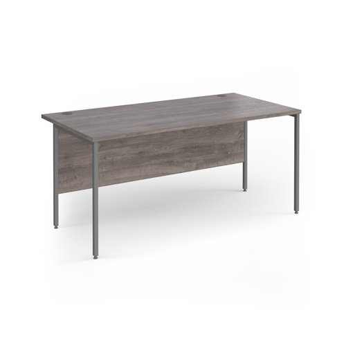 Contract 25 straight desk with graphite H-Frame leg 1600mm x 800mm - Grey Oak Top - CH16S-G-GO