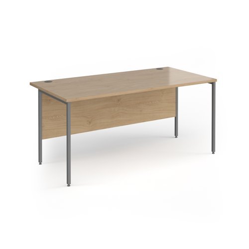 Contract 25 straight desk with graphite H-Frame leg 1600mm x 800mm - Kendal Oak Top - CH16S-G-KO