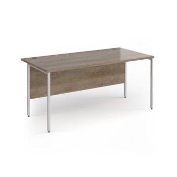 Contract 25 straight desk with silver H-Frame leg 1600mm x 800mm - Grey Nebraska Oak Top - CH16S-S-NO