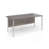 Contract 25 straight desk with white H-Frame leg 1600mm x 800mm - Grey Oak Top - CH16S-WH-GO