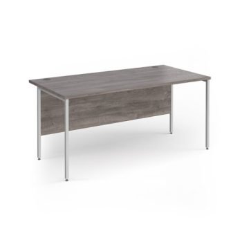 Contract 25 straight desk with white H-Frame leg 1600mm x 800mm - Grey Oak Top - CH16S-WH-GO