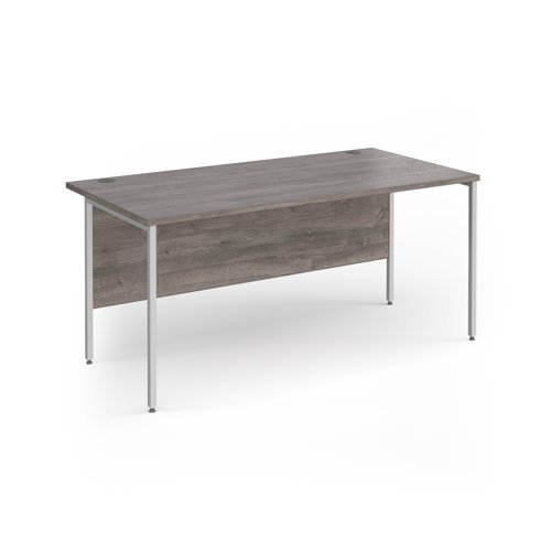 Contract 25 straight desk with white H-Frame leg 1600mm x 800mm - Grey Oak Top - CH16S-WH-GO