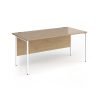 Contract 25 straight desk with white H-Frame leg 1600mm x 800mm - Kendal Oak Top - CH16S-WH-KO