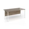 Contract 25 straight desk with white H-Frame leg 1600mm x 800mm - Grey Nebraska Oak Top - CH16S-WH-NO