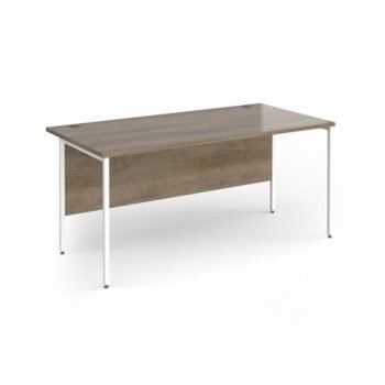 Contract 25 straight desk with white H-Frame leg 1600mm x 800mm - Grey Nebraska Oak Top - CH16S-WH-NO