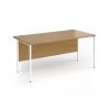 Contract 25 straight desk with white H-Frame leg 1600mm x 800mm - Oak Top - CH16S-WH-O