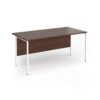 Contract 25 straight desk with white H-Frame leg 1600mm x 800mm - Walnut top - CH16S-WH-W