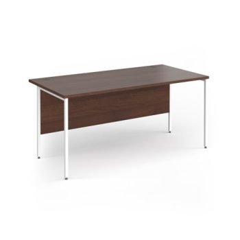Contract 25 straight desk with white H-Frame leg 1600mm x 800mm - Walnut top - CH16S-WH-W