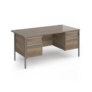 Contract 25 straight desk with 2 and 2 drawer pedestals and graphite H-Frame leg 1600mm x 800mm - Nebraska grey top - CH16S22-G-NO