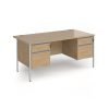 Contract 25 straight desk with 2 and 2 drawer pedestals and silver H-Frame leg 1600mm x 800mm - Kendal Oak Top - CH16S22-S-KO