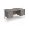 Contract 25 straight desk with 2 and 2 drawer pedestals and white H-Frame leg 1600mm x 800mm - Grey Oak Top - CH16S22-WH-GO