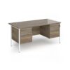 Contract 25 straight desk with 2 and 2 drawer pedestals and white H-Frame leg 1600mm x 800mm - Nebraska grey top - CH16S22-WH-NO