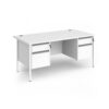 Contract 25 straight desk with 2 and 2 drawer pedestals and white H-Frame leg 1600mm x 800mm - White Top - CH16S22-WH-WH