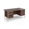 Contract 25 straight desk with 2 and 3 drawer pedestals and silver H-Frame leg 1600mm x 800mm - Walnut top - CH16S23-S-W
