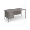 Contract 25 straight desk with 3 drawer pedestal and graphite H-Frame leg 1600mm x 800mm - Grey Oak Top - CH16S3-G-GO