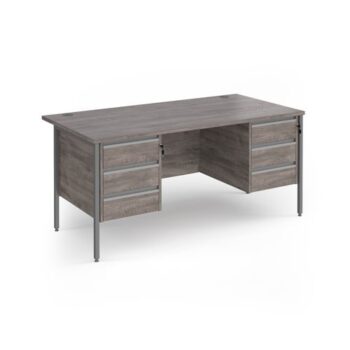 Contract 25 straight desk with 3 and 3 drawer pedestals and graphite H-Frame leg 1600mm x 800mm - Grey Oak Top - CH16S33-G-GO