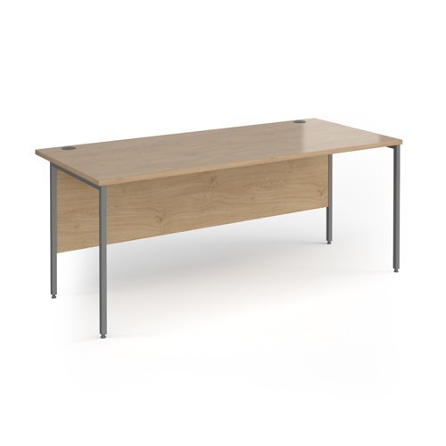Contract 25 straight desk with graphite H-Frame leg 1800mm x 800mm - Kendal Oak Top - CH18S-G-KO