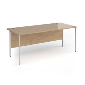 Contract 25 straight desk with silver H-Frame leg 1800mm x 800mm - Kendal Oak Top - CH18S-S-KO