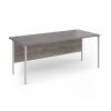 Contract 25 straight desk with white H-Frame leg 1800mm x 800mm - Grey Oak Top - CH18S-WH-GO