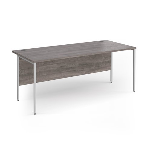 Contract 25 straight desk with white H-Frame leg 1800mm x 800mm - Grey Oak Top - CH18S-WH-GO