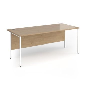 Contract 25 straight desk with white H-Frame leg 1800mm x 800mm - Kendal Oak Top - CH18S-WH-KO