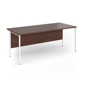 Contract 25 straight desk with white H-Frame leg 1800mm x 800mm - Walnut top - CH18S-WH-W