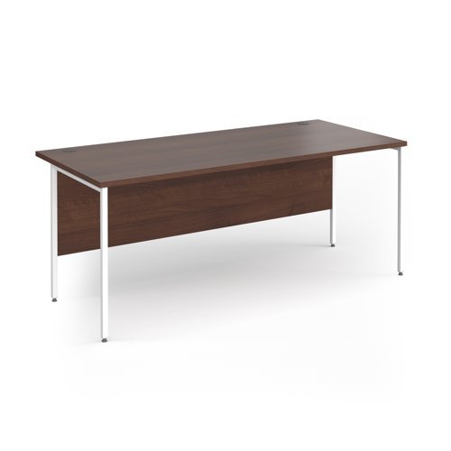Contract 25 straight desk with white H-Frame leg 1800mm x 800mm - Walnut top - CH18S-WH-W