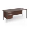 Contract 25 straight desk with 2 drawer pedestal and graphite H-Frame leg 1800mm x 800mm - Walnut top - CH18S2-G-W