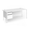 Contract 25 straight desk with 2 drawer pedestal and white H-Frame leg 1800mm x 800mm - White Top - CH18S2-WH-WH