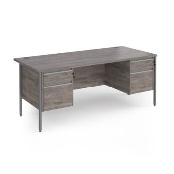 Contract 25 straight desk with 2 and 2 drawer pedestals and graphite H-Frame leg 1800mm x 800mm - Grey Oak Top - CH18S22-G-GO