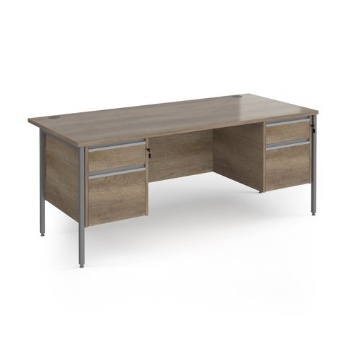 Contract 25 straight desk with 2 and 2 drawer pedestals and graphite H-Frame leg 1800mm x 800mm - Nebraska grey top - CH18S22-G-NO