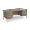 Contract 25 straight desk with 2 and 2 drawer pedestals and silver H-Frame leg 1800mm x 800mm - Nebraska grey top - CH18S22-S-NO