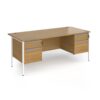 Contract 25 straight desk with 2 and 2 drawer pedestals and white H-Frame leg 1800mm x 800mm - Oak Top - CH18S22-WH-O