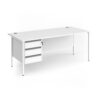 Contract 25 straight desk with 3 drawer pedestal and white H-Frame leg 1800mm x 800mm - White Top - CH18S3-WH-WH