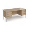 Contract 25 straight desk with 3 and 3 drawer pedestals and silver H-Frame leg 1800mm x 800mm - Kendal Oak Top - CH18S33-S-KO