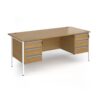 Contract 25 straight desk with 3 and 3 drawer pedestals and white H-Frame leg 1800mm x 800mm - Oak Top - CH18S33-WH-O