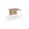 Contract 25 straight desk with white H-Frame leg 800mm x 800mm - Kendal Oak Top - CH8S-WH-KO
